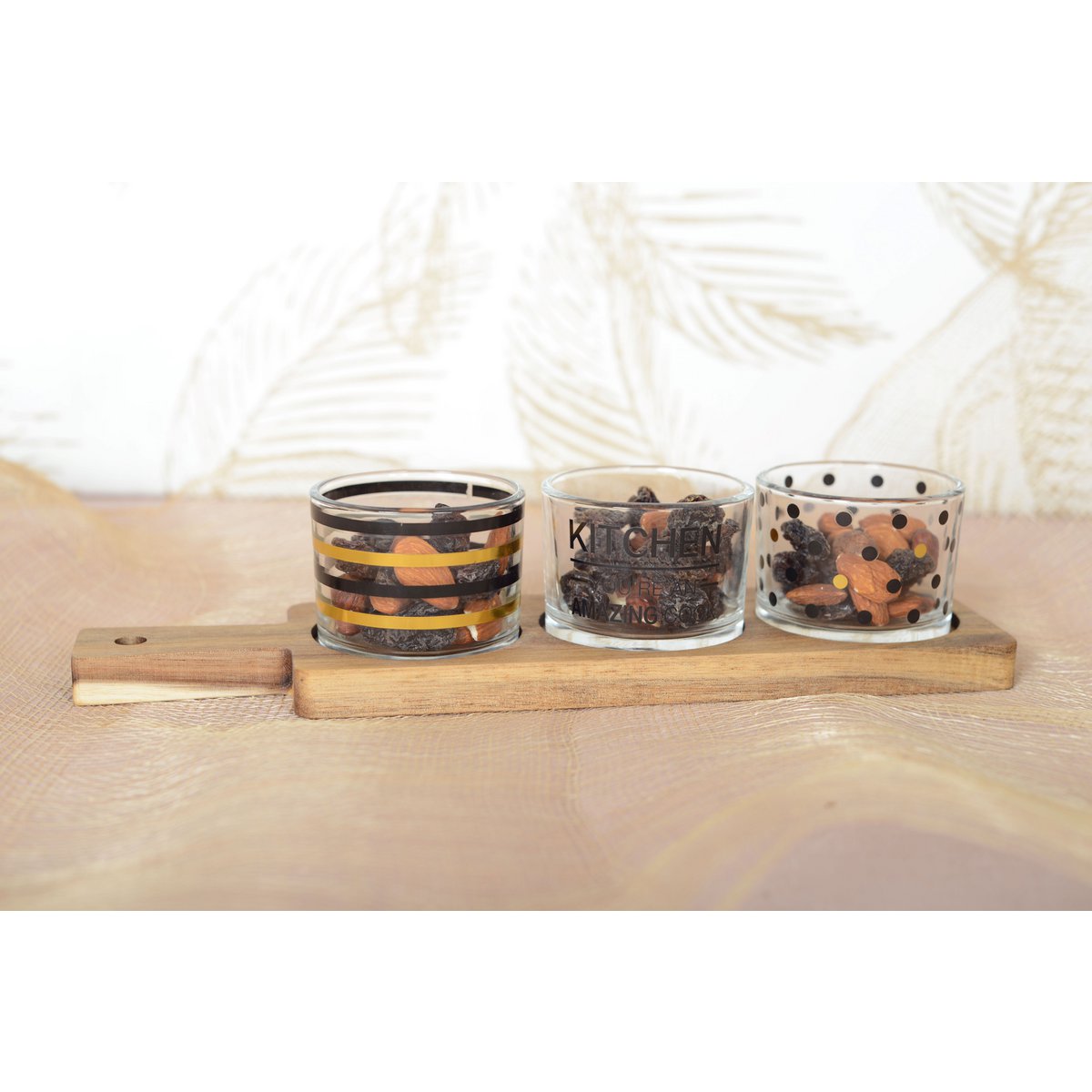 Aperitif Set van 3 glazen met houten lade 29.5x8x6.1cm