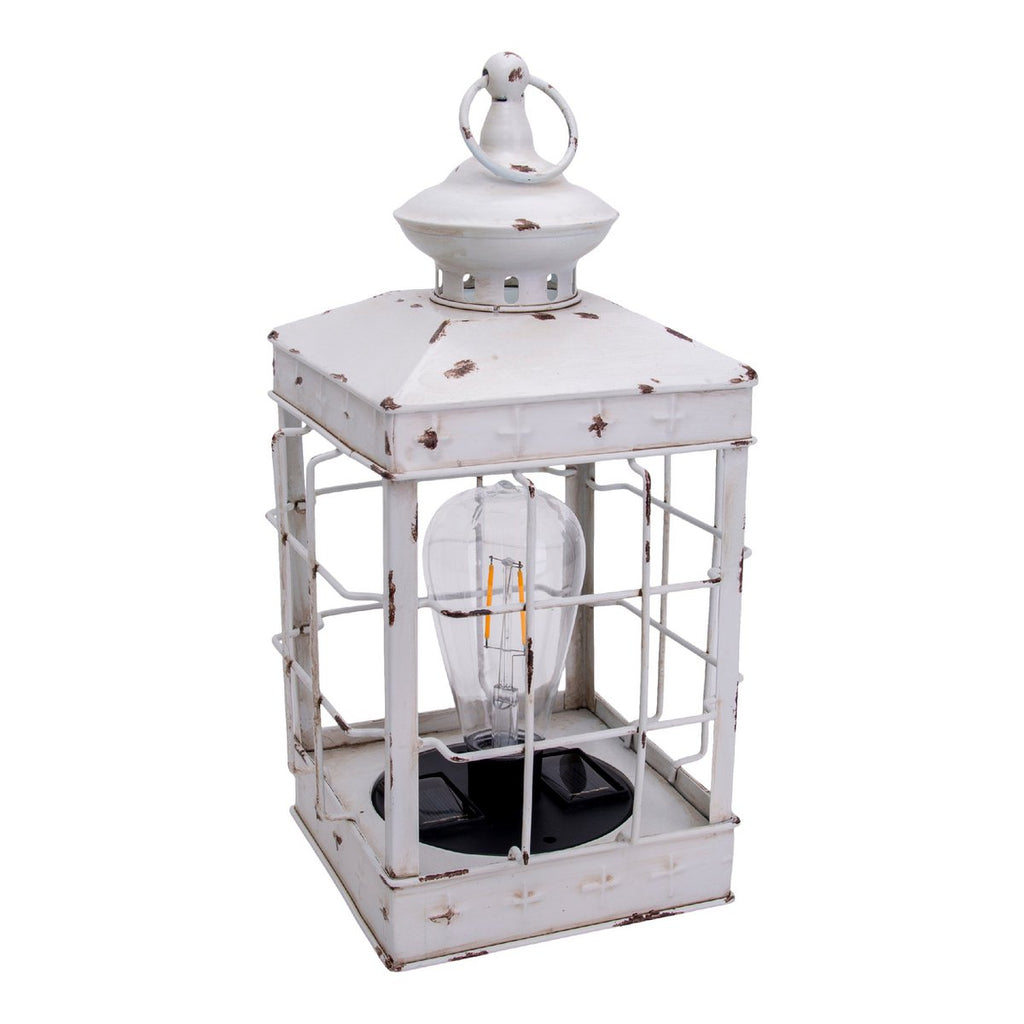 LED Decoratie Solar Light Lantern 31,5 cm hoog, antiek wit, gemaakt van metaal en plastic, LED geïntegreerd, voor buiten