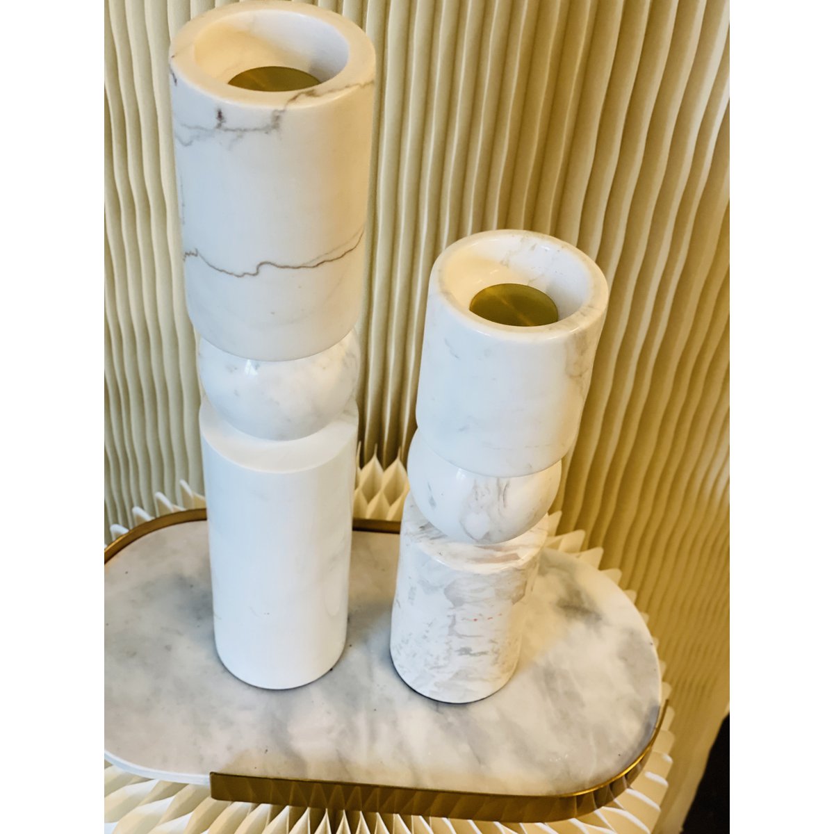 KANDELAAR | MARBLE | WHITE L H39.5cm*W8cm D 8cm Reversible for flower arrangement