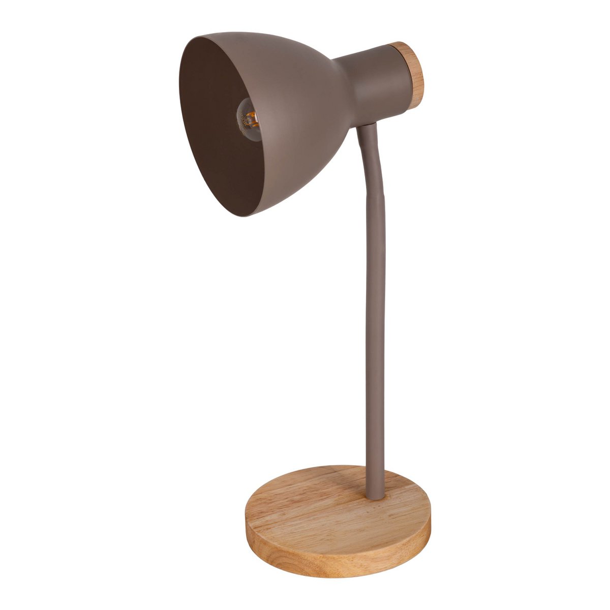 "Marie" bureaulamp gemaakt van metaal en hout, E14, bruin, 36,5 cm hoog