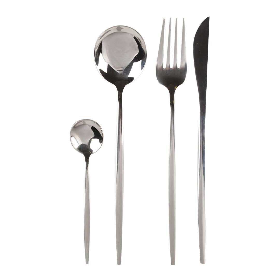 Huisvrouw 24 stuks zilveren glanzende afgeronde contouren