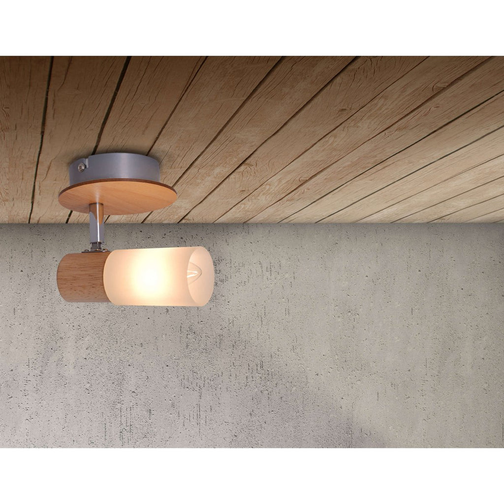 1er Wall-U. Plafondspot "Todtnau", metaal, hout en plastic, E14,