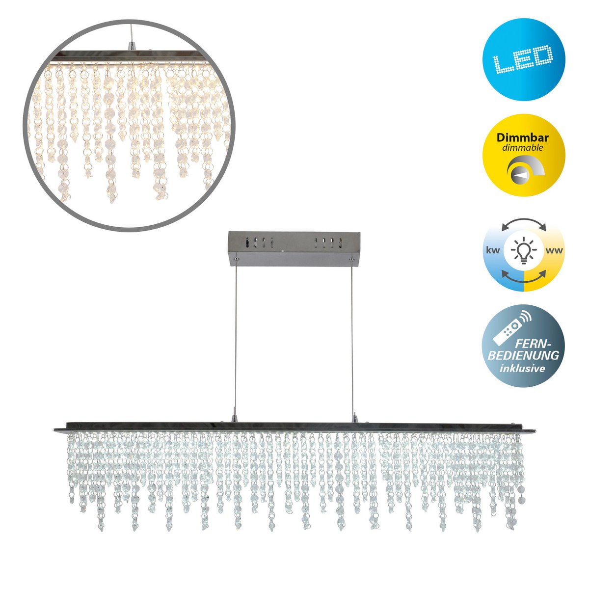 Liv · Houten hanglamp — chroom