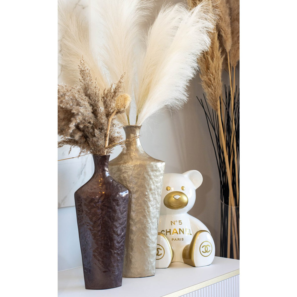 Bruine vaas in aluminium 17x8x40,5 cm