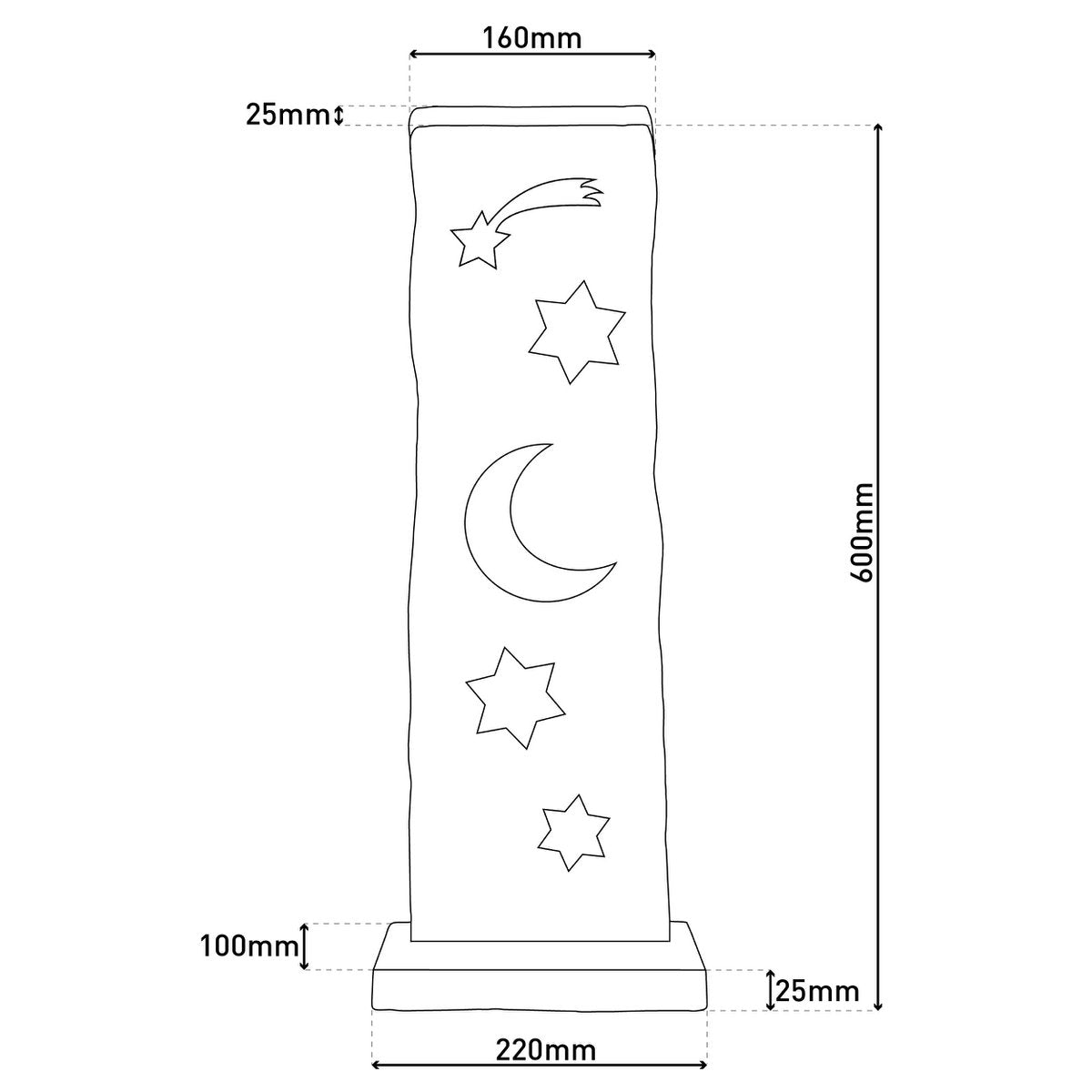 LED Wood-Decolum Moon/Stars 60 cm High Christmas Decorations Made of Wood met stevig ingebouwde LED's