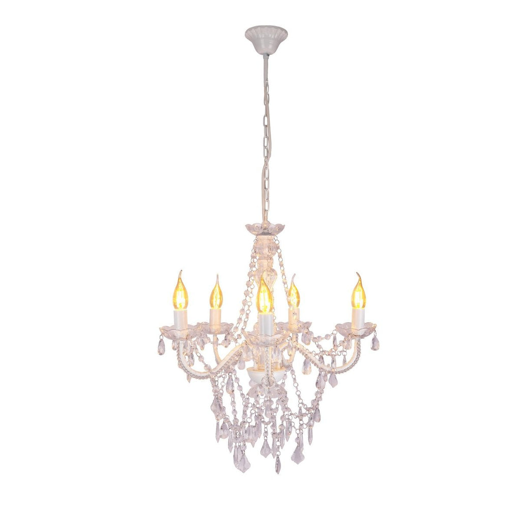 5 Kroon "Cecilia" voor E14 -aansluiting, Ø 52 cm, gemaakt van metaal en acryl, in wit