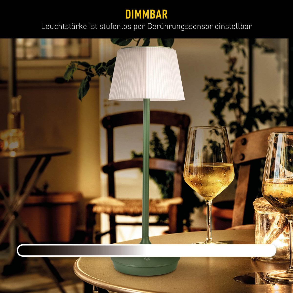 LED -licht "Emmi" voor buiten en binnen, tafellamp gemaakt van metaal en plastic, met stevig gebouwd -in LED's, LED -tafellamp voor balkon, terras, tuin, woonkamer, wintertuin, ca.