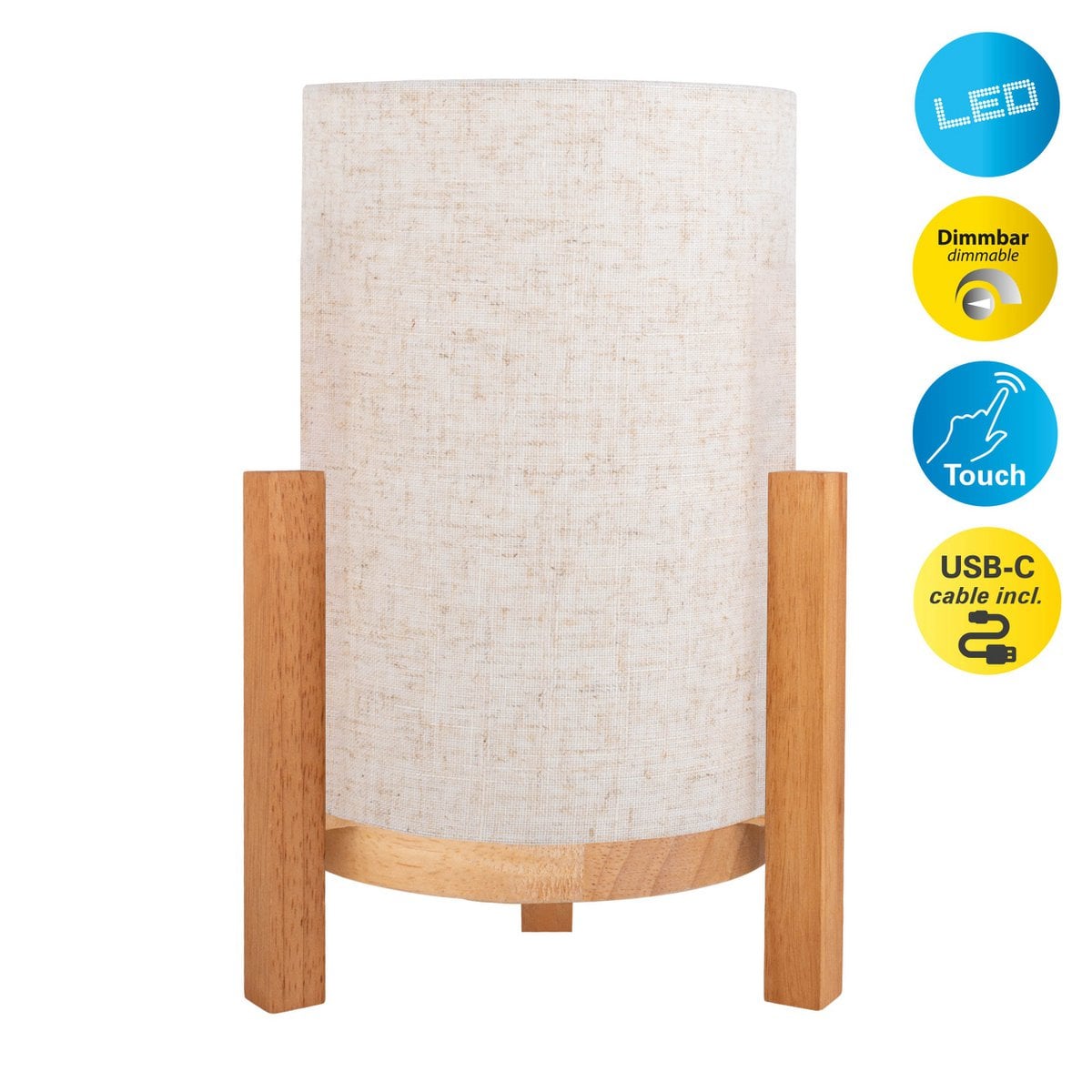 Liv · Touch-dimbare tafellamp — 32cm wit/natuur