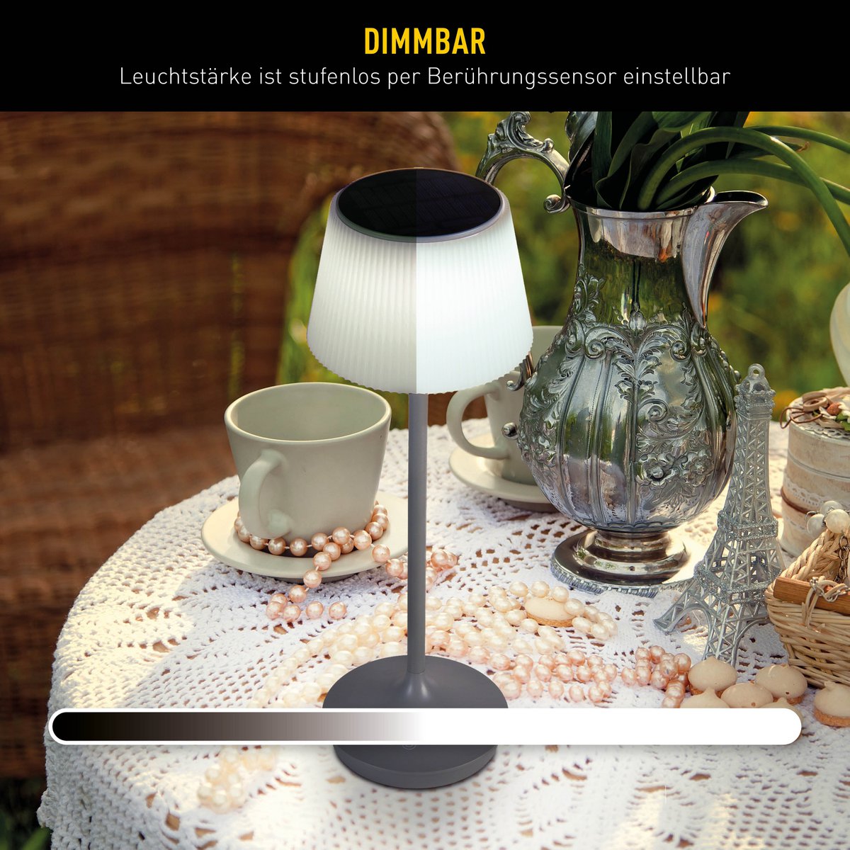 LED -licht "Emmi" voor buiten en binnen, tafellamp gemaakt van metaal en plastic, met stevig gebouwd -in LED's, LED -tafellamp voor balkon, terras, tuin, woonkamer, wintertuin, ca.