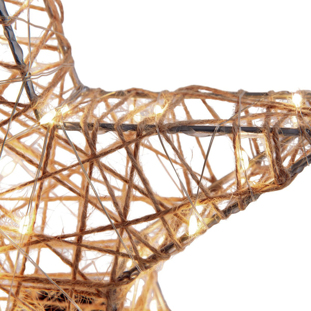 2 Set LED-kerstdecoratie "Metal Star" Ø 25 cm-Christmas Decoraties gemaakt van metaal en textiel in de natuur, met stevig ingebouwde LED's