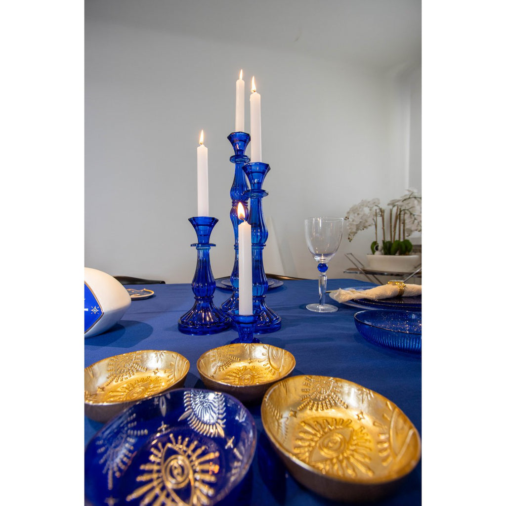 Wijnglazen met blauwe diamantvoet - veel van 4