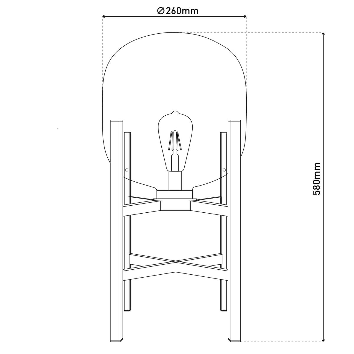 Liv · Glazen tafellamp — 58cm zwart