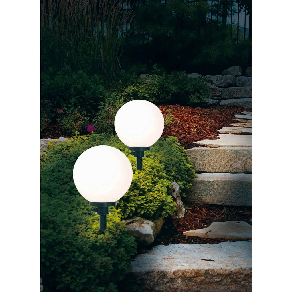 Buiten de Spitical Spit "Ball" D: 30 cm, voor buiten, plastic aarde spies, wit, E27, - Wegelettes