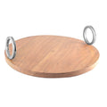 ROND HOUTEN DIENBLAD MET ZILVEREN HANDVAT 38X38X11CM