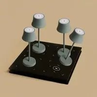 Combi Set Professional-4 X de Pijp Mini Mouse Gray oplaadbare tafellampen & 1 x Amstel Wireless Laying Station met Qi-Technology