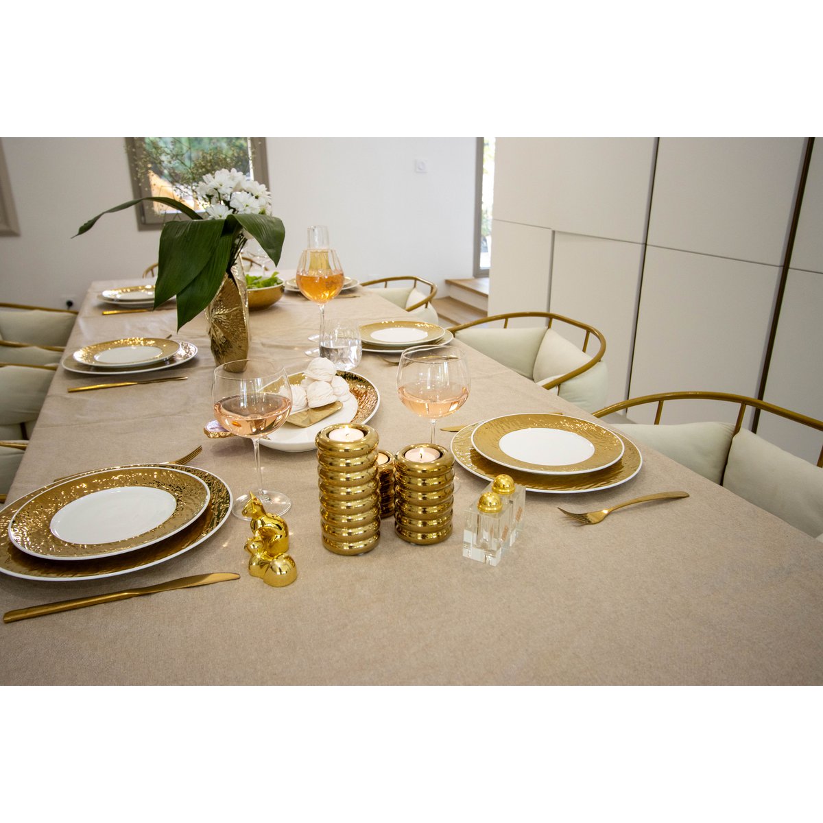 Wit en gouden platte plaat 27 cm