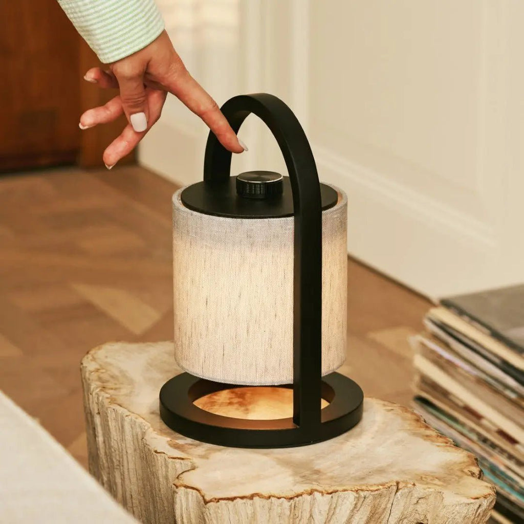 River Black & Gray Wooden oplaadbare lamp - Dimable & snateloze licht