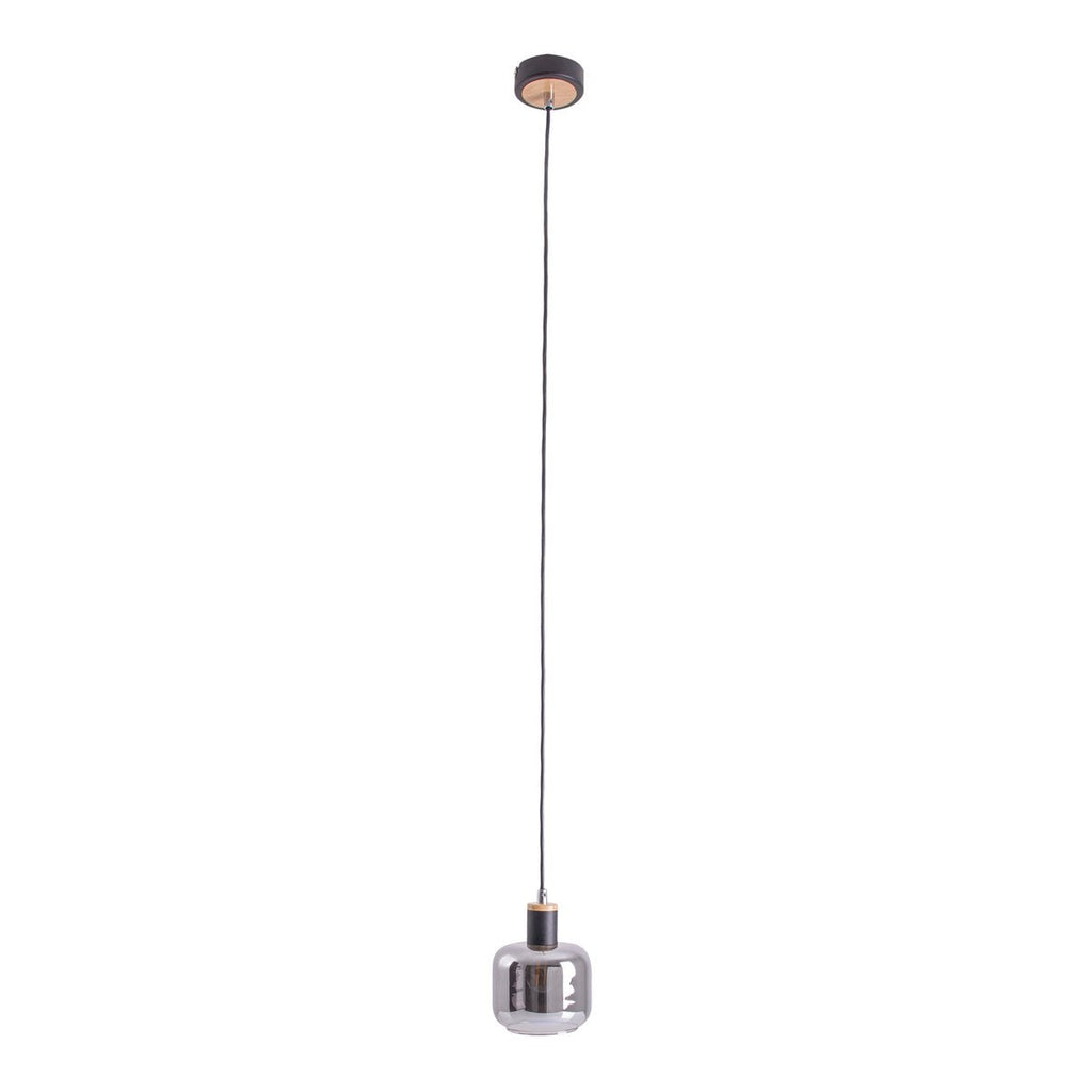 1-pendelende lamp "fumoso", hanglamp gemaakt van metaal en glas in zwart, met E14-aansluiting, voor eetkamer, woonkamer, gang of kantoor, hangende lamp 80 x 20 cm