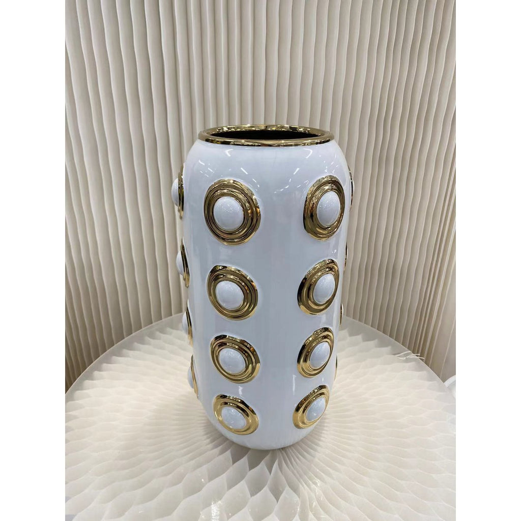 Gouden vaas met 4 cirkels (CV11617-14WIT)