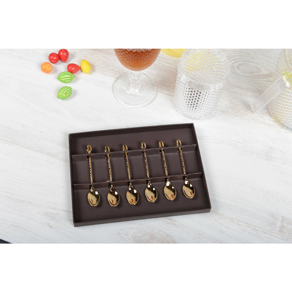 Moka Grain Grain sponnen gouden koffie met doos - set van 6