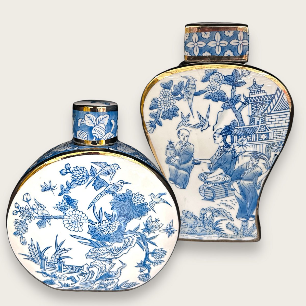 Nieuwe Chinese stijl, oosterse Parijse Delfts blauwe porselein vazen/lage stijl