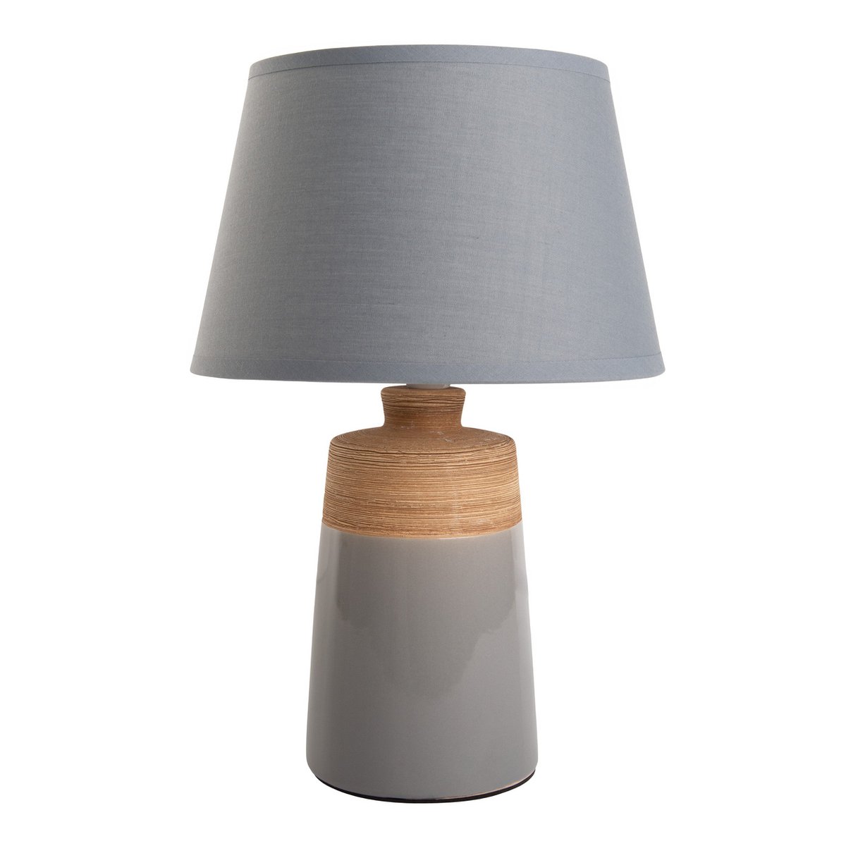 Liv · Houten tafellamp met linnen kap — grijs
