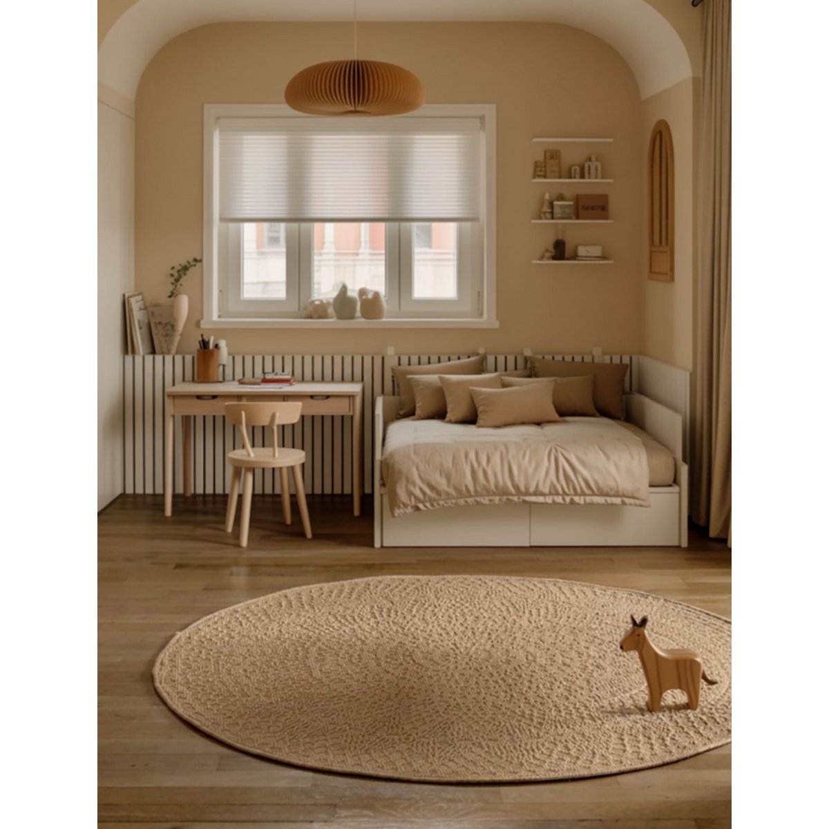 Ronde tapijt interieur buitenhaak