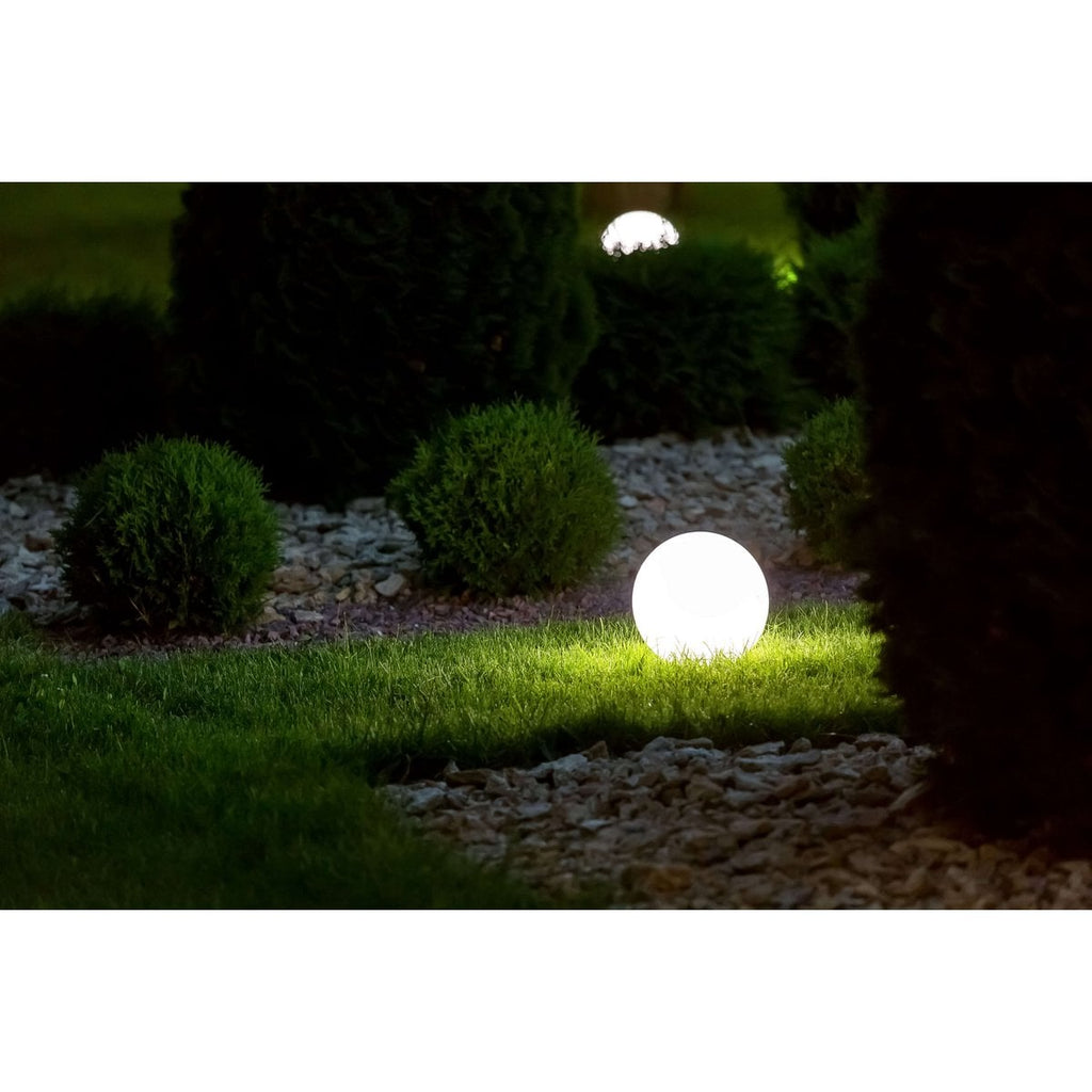 Buiten de Spitical Spit "Ball" D: 30 cm, voor buiten, plastic aarde spies, wit, E27, - Wegelettes