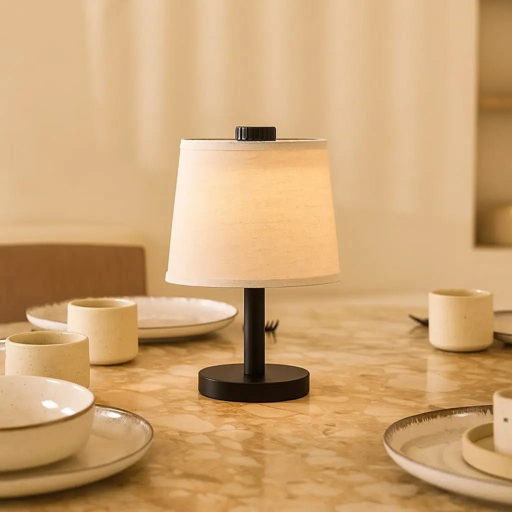 Rover zwarte houten lamp - oplaadbare, draadloze en dimbare schaduw