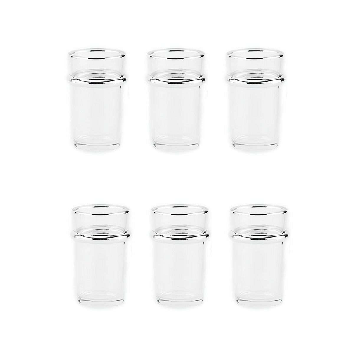 Glazen glazen bekers 175 ml zilveren randen - veel 6