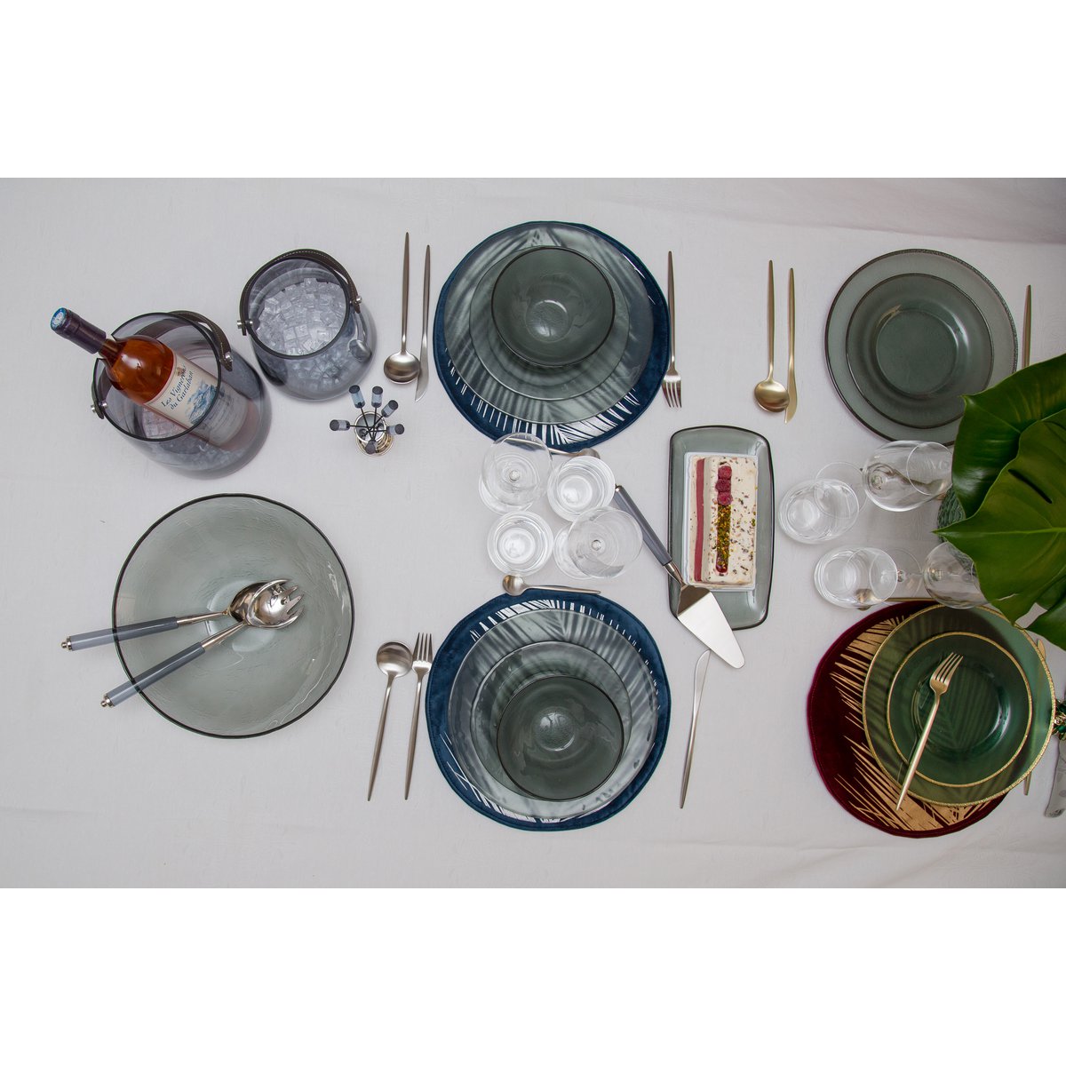 Huishouden 24 stuks mat zilver afgeronde contouren