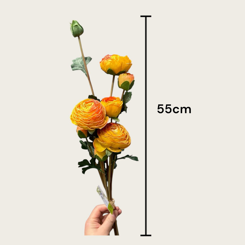 9-stengelige Mica Decorations Ranonkels Kunstbloemen Boeket / Lengte 55cm /orange