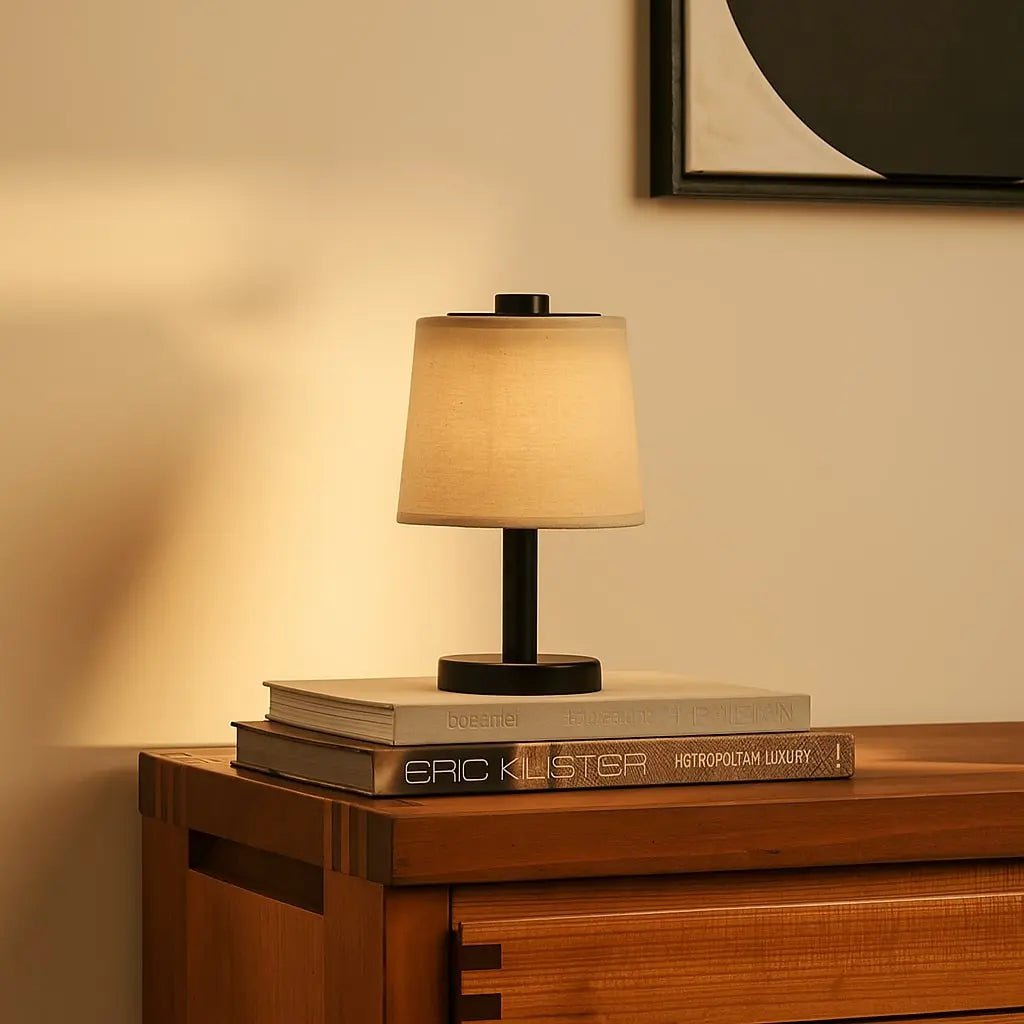 Rover zwarte houten lamp - oplaadbare, draadloze en dimbare schaduw