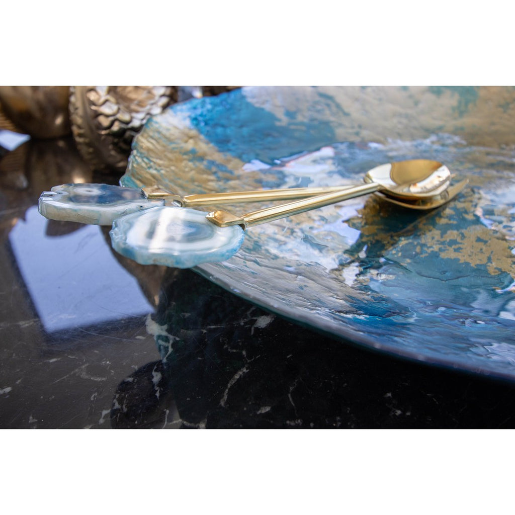 Gouden salade omvat Pierre Agate Bleue