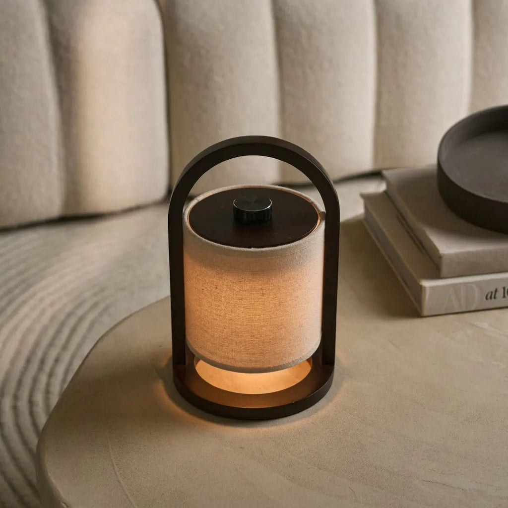 River Donkerbruine Draadloze Houten Lamp – Oplaadbaar & Dimbaar