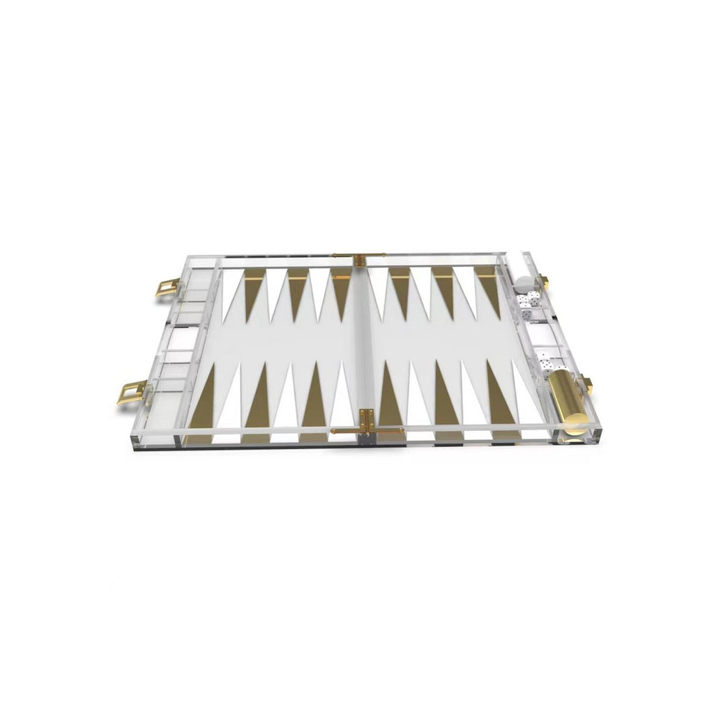 Backgammon -spel in wit en gouden acryl