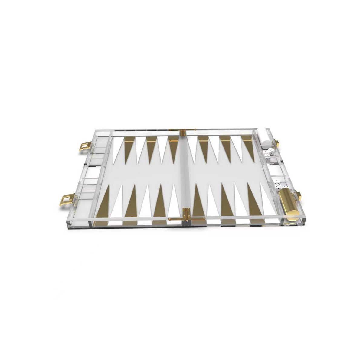 Backgammon -spel in wit en gouden acryl