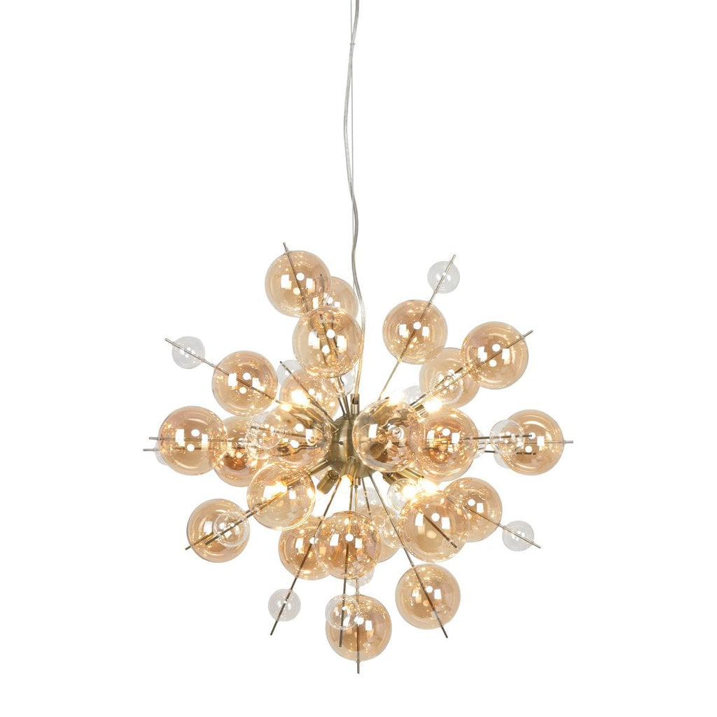 Hanger lamp "explosie" barnsteen gemaakt van metaal en glas, G9 -versies, hangende lamp voor eetkamer, woonkamer, gang of kantoor, hangende lamp ØCA. 65 cm