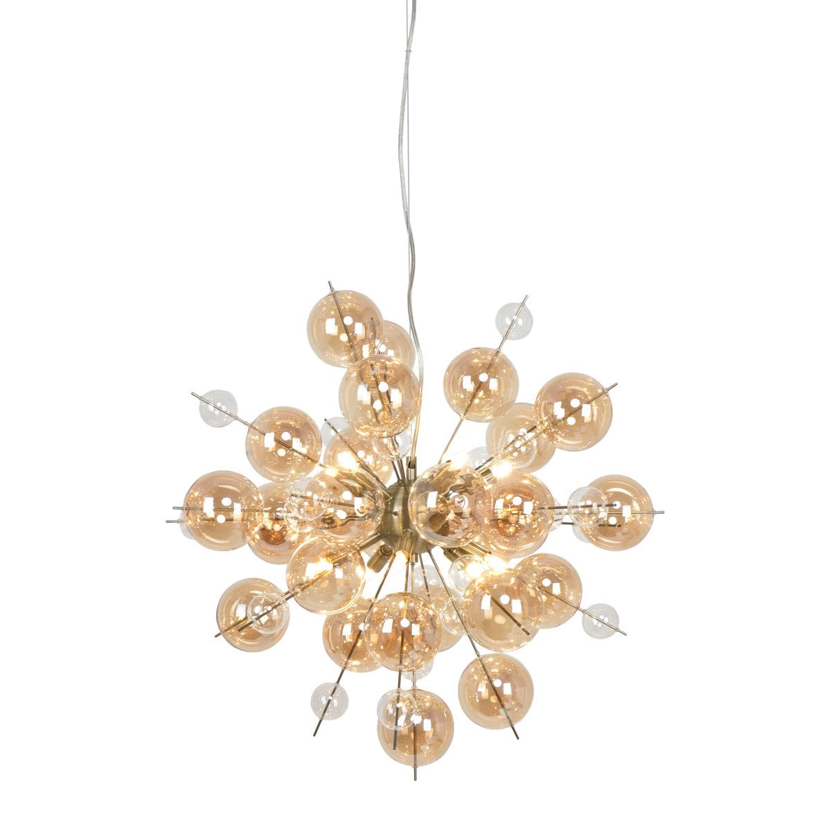 Hanger lamp "explosie" barnsteen gemaakt van metaal en glas, G9 -versies, hangende lamp voor eetkamer, woonkamer, gang of kantoor, hangende lamp ØCA. 65 cm