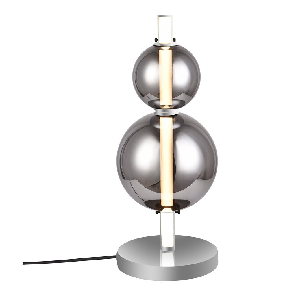 Liv · Houten tafellamp met linnen kap — chroom