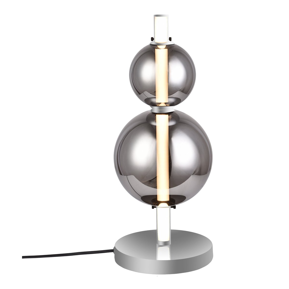 Liv · Houten tafellamp met linnen kap — chroom