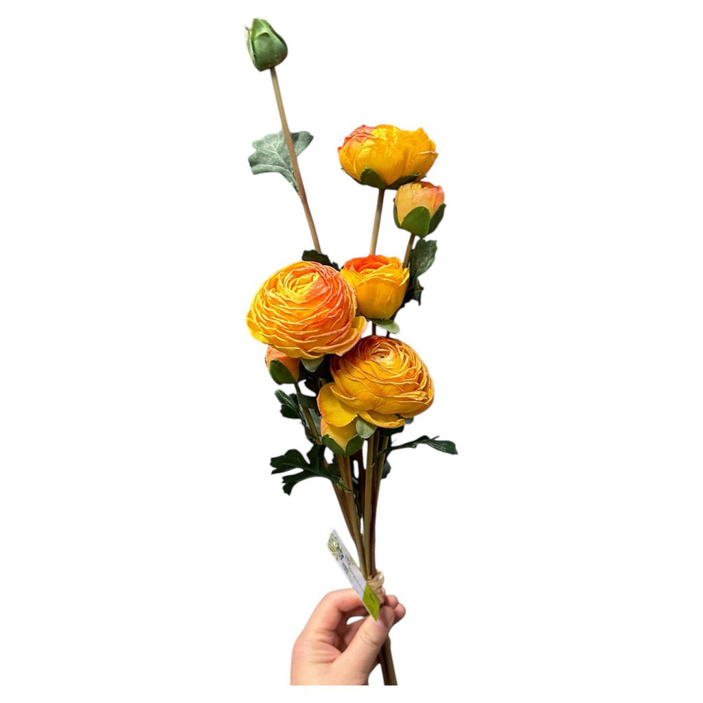 9-stengelige Mica Decorations Ranonkels Kunstbloemen Boeket / Lengte 55cm /orange