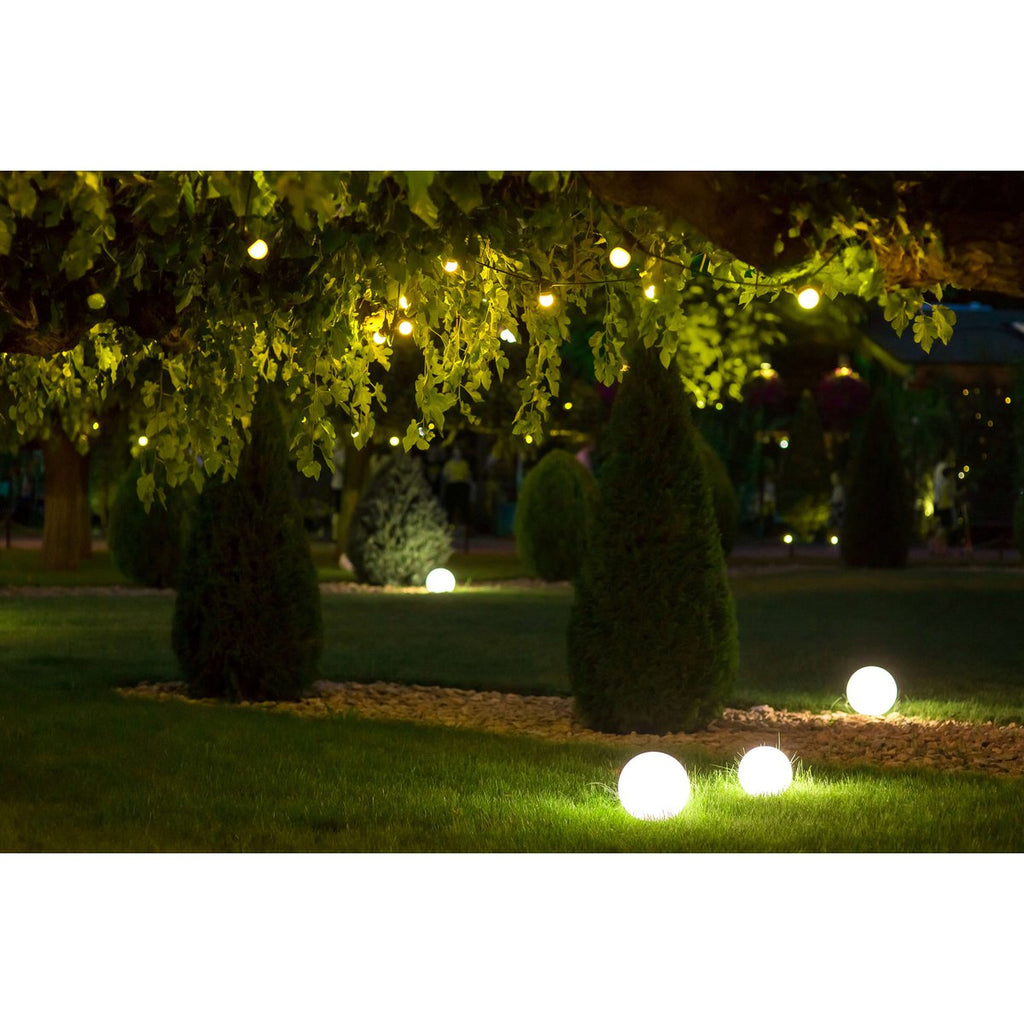 Buiten de Spitical Spit "Ball" D: 30 cm, voor buiten, plastic aarde spies, wit, E27, - Wegelettes