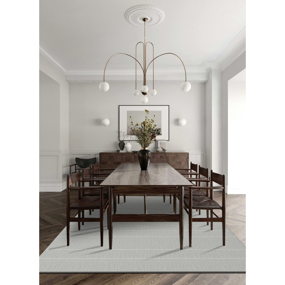 Gestreepte tapijt met fijne lijntjes geweven platte binnenkant van de buitenkant kalm