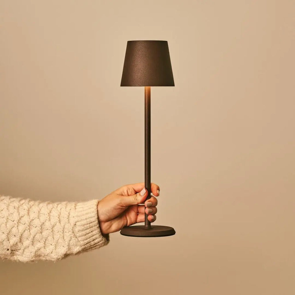 Jasper Mocha Brown - Draadloze lamp met batterij L metaal, dimable en 3 lichtstadia