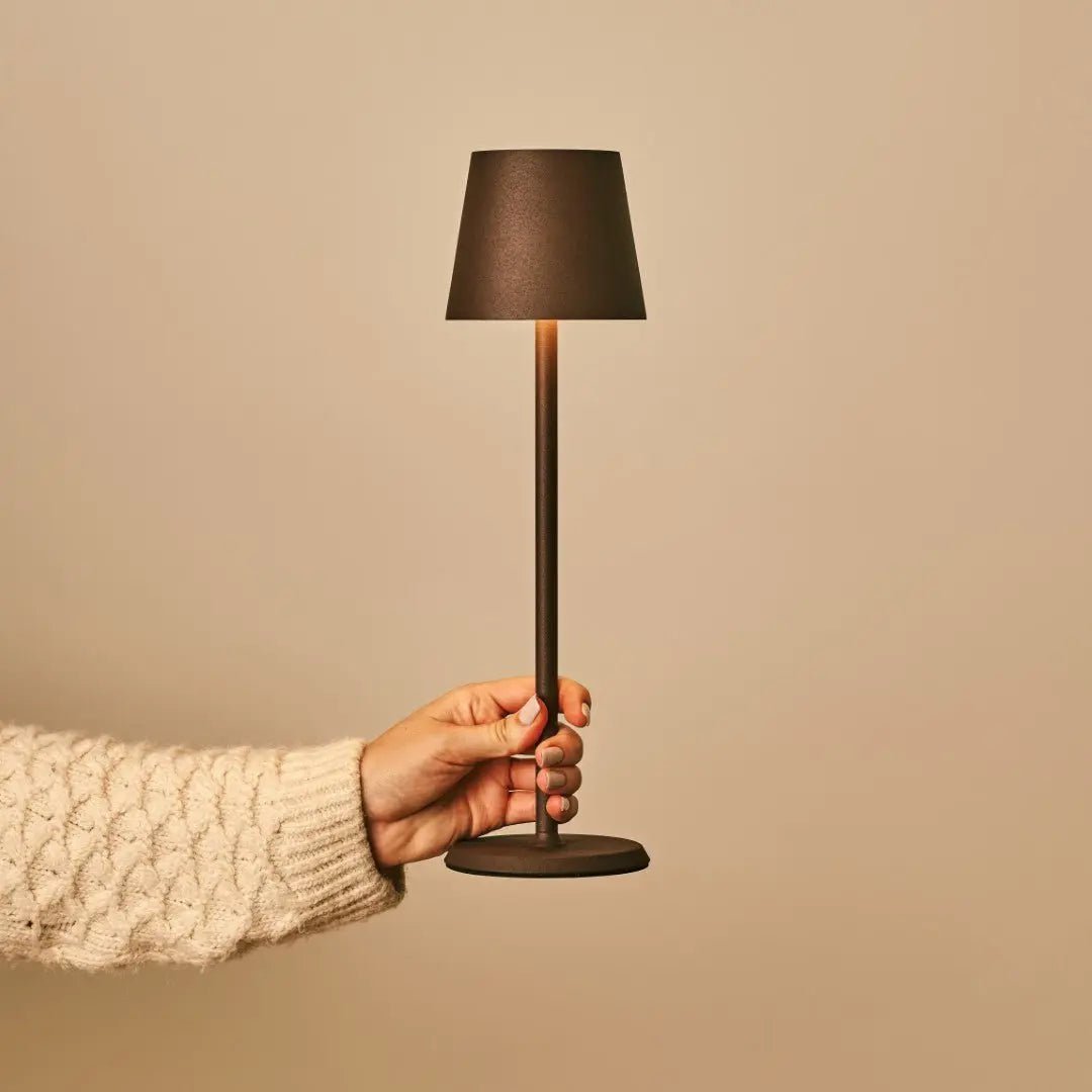 Jasper Mocha Brown - Draadloze lamp met batterij L metaal, dimable en 3 lichtstadia