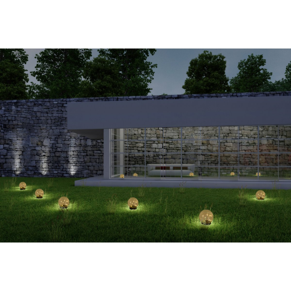 3 Set LED LED Solar Table Lamp/Aand Skeer "Crackle" Ø 12 cm, voor buiten, taflamp-plastic en glas, wit, met geïntegreerde LED