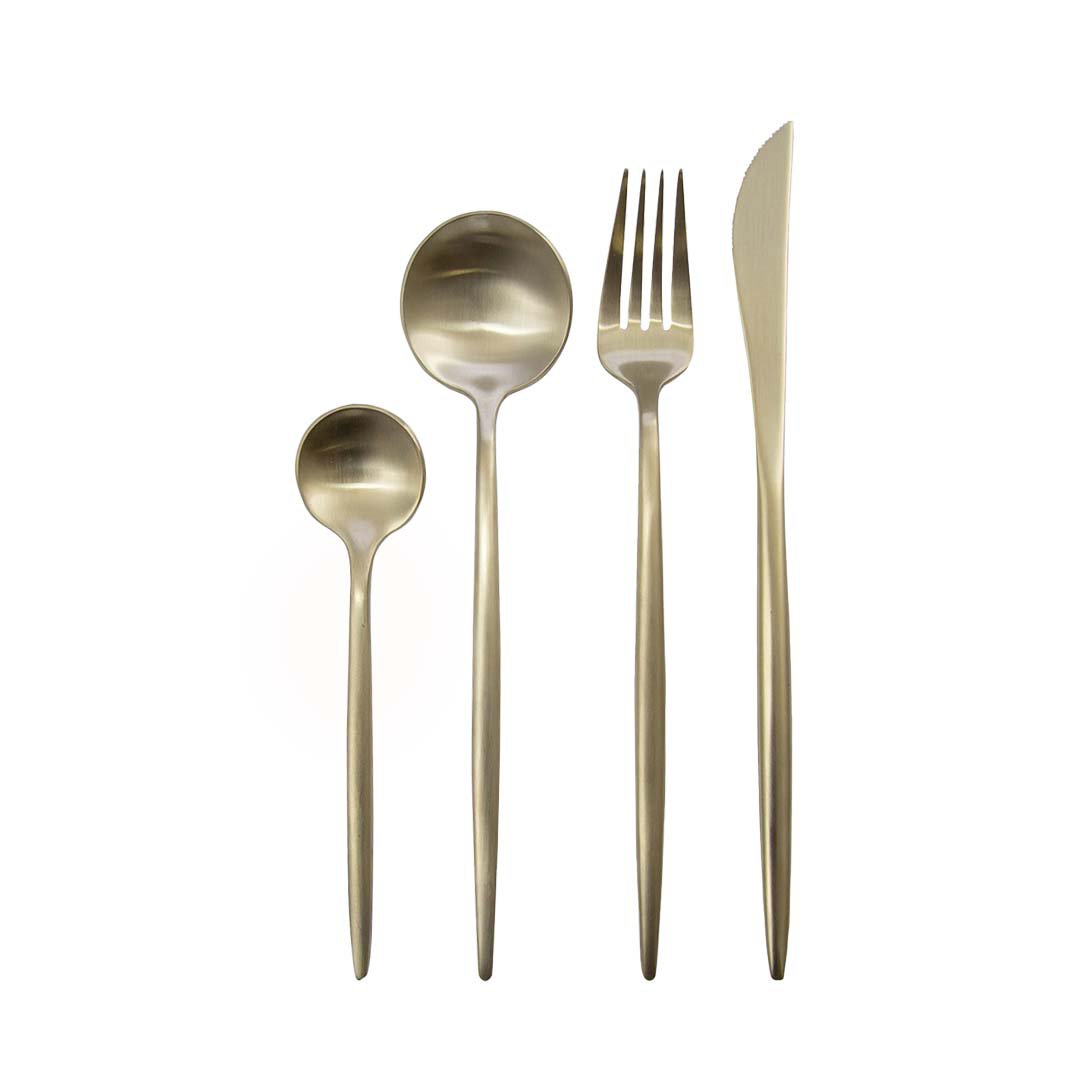 Huishouden 24 stuks champagne mat afgeronde contouren