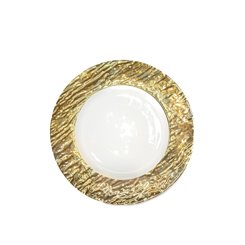 Wit en gouden platte plaat 27 cm