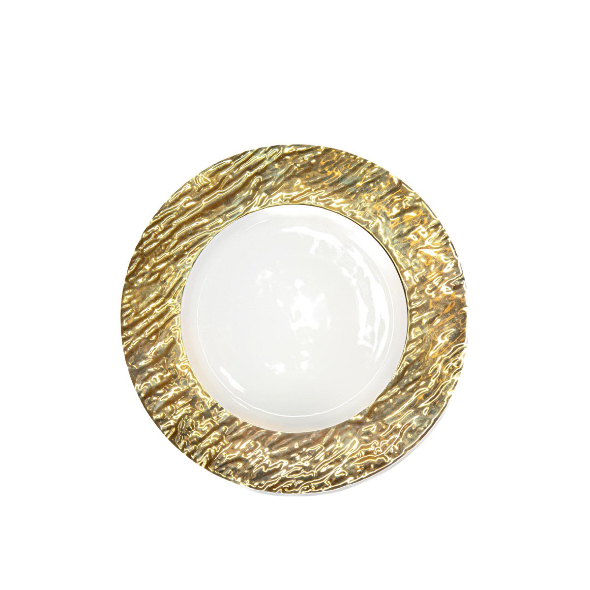 Wit en gouden platte plaat 27 cm